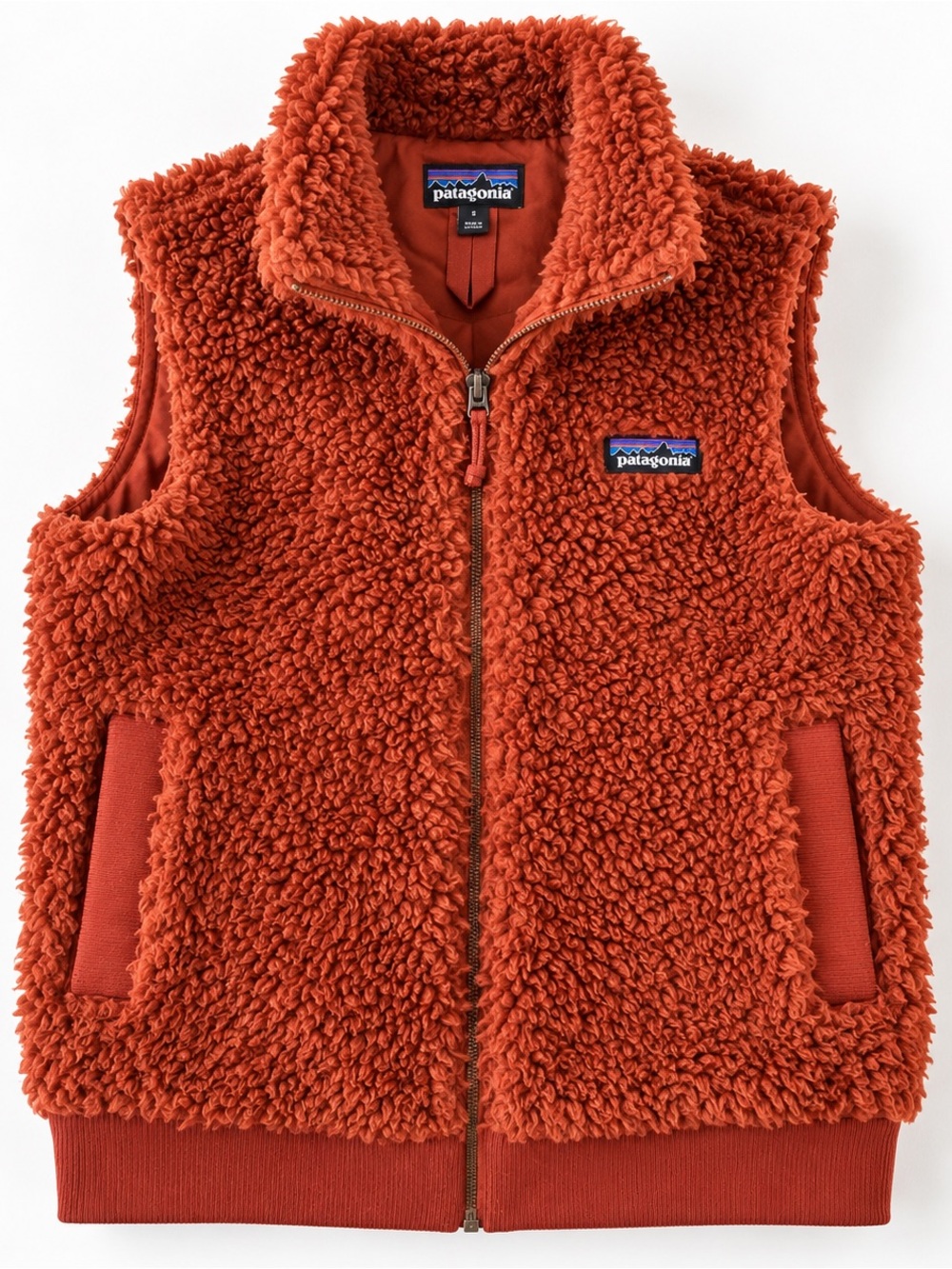 Patagonia womens Rust Red Sherpa Fleece Vest